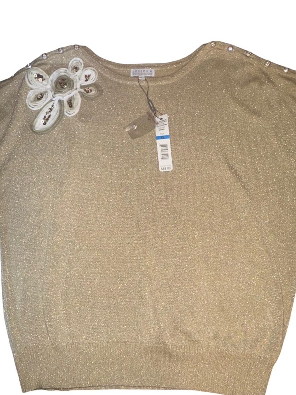 NWT Joseph A. metallic gold short-sleeve knit top size XL - Picture 3 of 12
